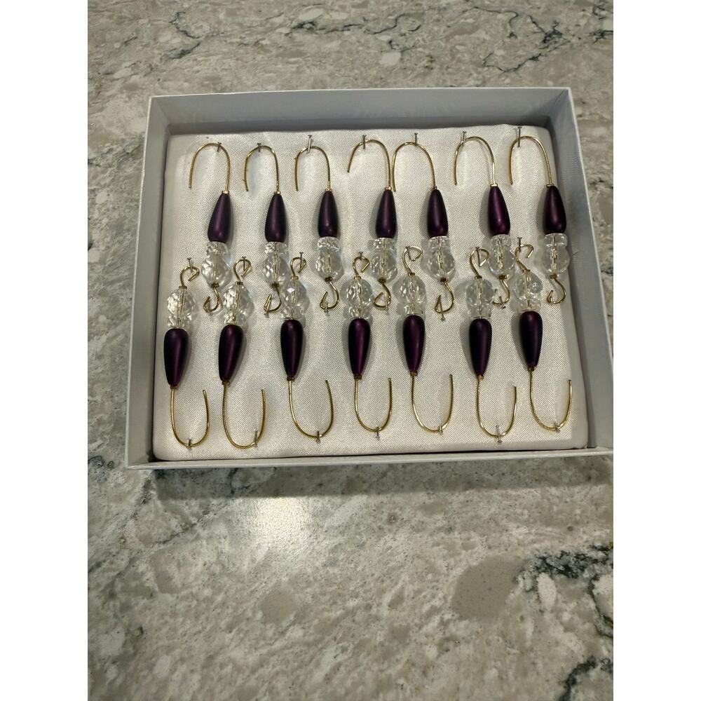 NEW Set of 14 Decorative Beaded Ornament Hangers Purple Holidays Christmas
